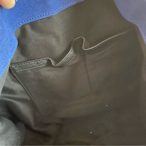 C. Wonder Blue Suede Slouch Bag with Leather Strap and Tassel - Picture 8 of 13